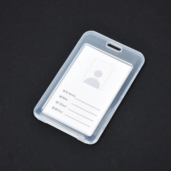 Clear Transparent Hard Plastic ID Card Badge Holder For Lanyard Vertical 1 PCS