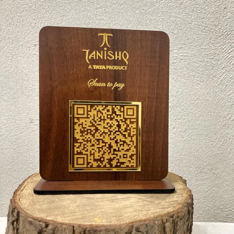 Fully Customized QR Premium Wooden Standee