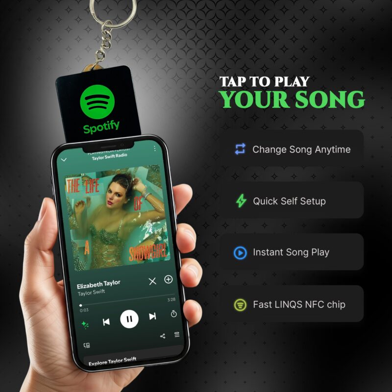 Who I Card - Spotify NFC + QR Keychain 2 Inch Premium Acrylic Tap to Play Music Instantly 1
